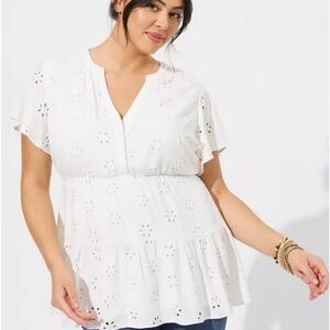 Torrid Babydoll Eyelet Tiered Top